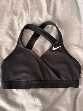 Nike Black Crisscross Back Sports Bra with White Swoosh